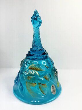 Vintage Fenton Hand Painted Art Glass Bell Fish Motif Signed A917